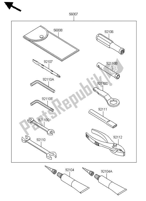 Alle onderdelen voor de Eigenaars Tools van de Kawasaki ZZR 1400 ABS 2012