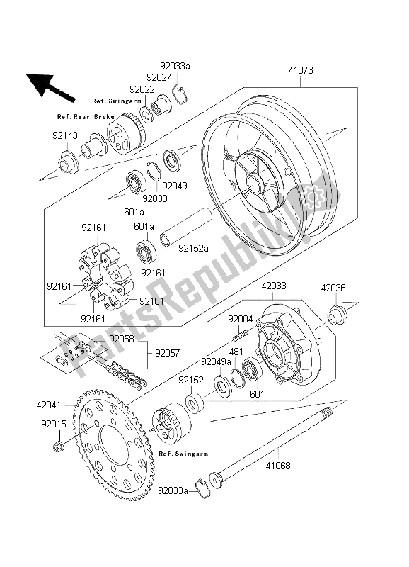 All parts for the Rear Hub of the Kawasaki ZRX 1200R 2001