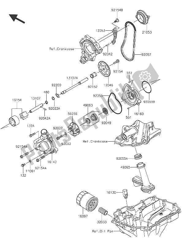 Todas las partes para Bomba De Aceite de Kawasaki Ninja ZX 10R ABS 1000 2016