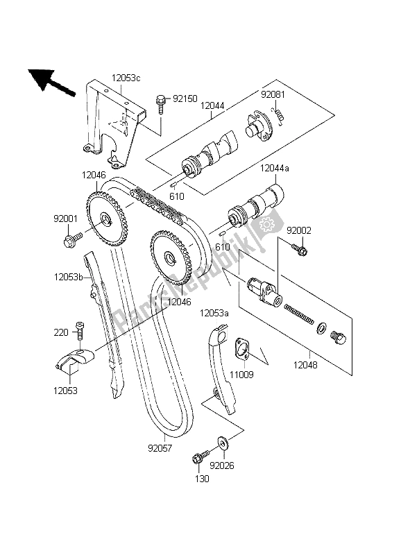 Toutes les pièces pour le Arbre à Cames Et Tendeur du Kawasaki KLR 650 1999