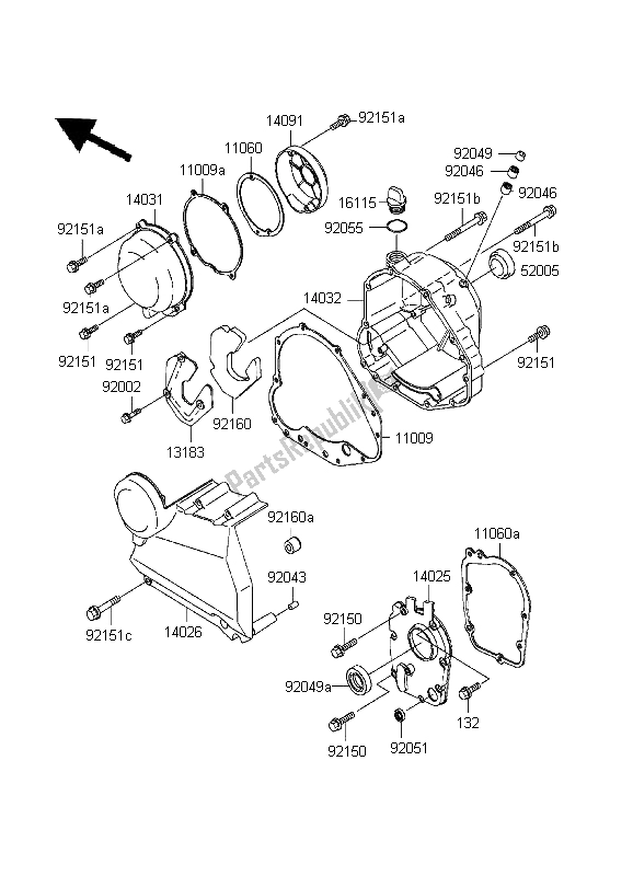 All parts for the Engine Cover of the Kawasaki ZR 7 750 1999