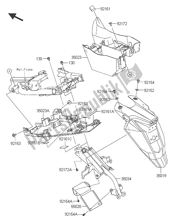 All parts for the Rear Fender(s) of the Kawasaki ER 6N 650 2016