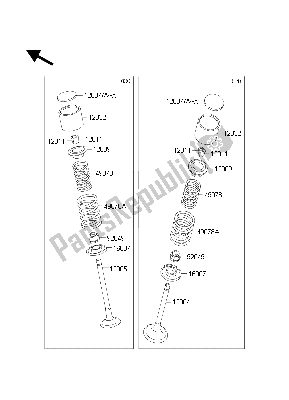 All parts for the Valve(s) of the Kawasaki KLR 650C 2004