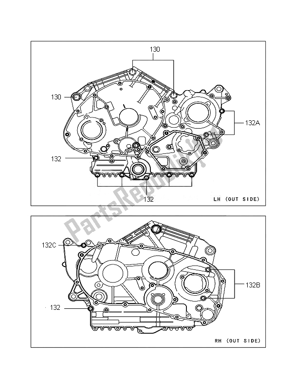 All parts for the Crankcase Bolt Pattern of the Kawasaki VN 900 Classic 2011