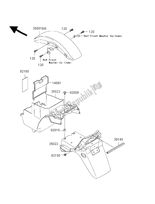 All parts for the Fenders of the Kawasaki ZRX 1200R 2002