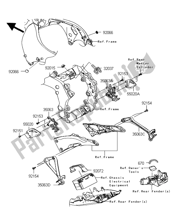 Tutte le parti per il Montaggi Della Struttura del Kawasaki Ninja ZX 10R ABS 1000 2012