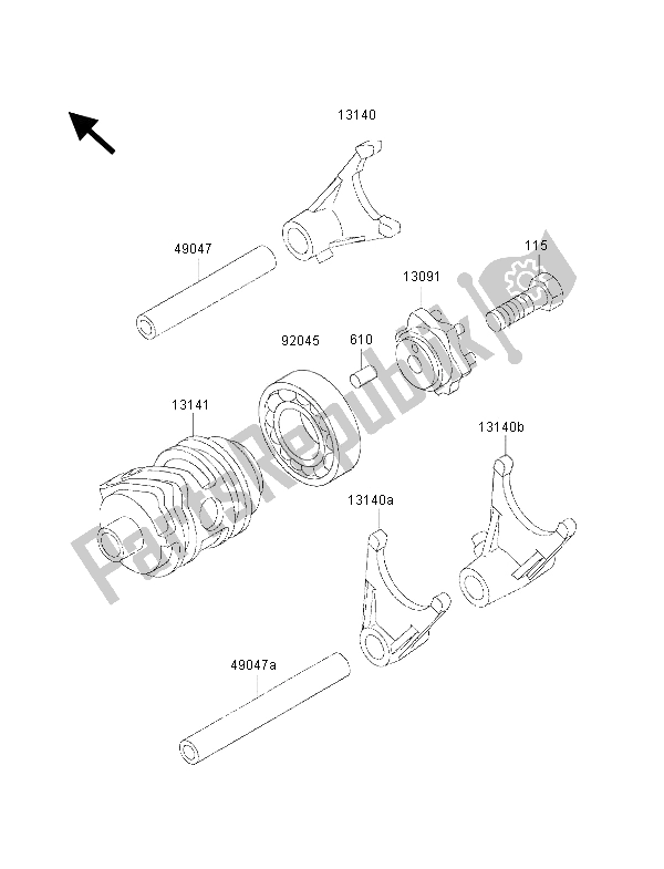 All parts for the Gear Change Drum & Shift Fork of the Kawasaki KX 85 SW 2001