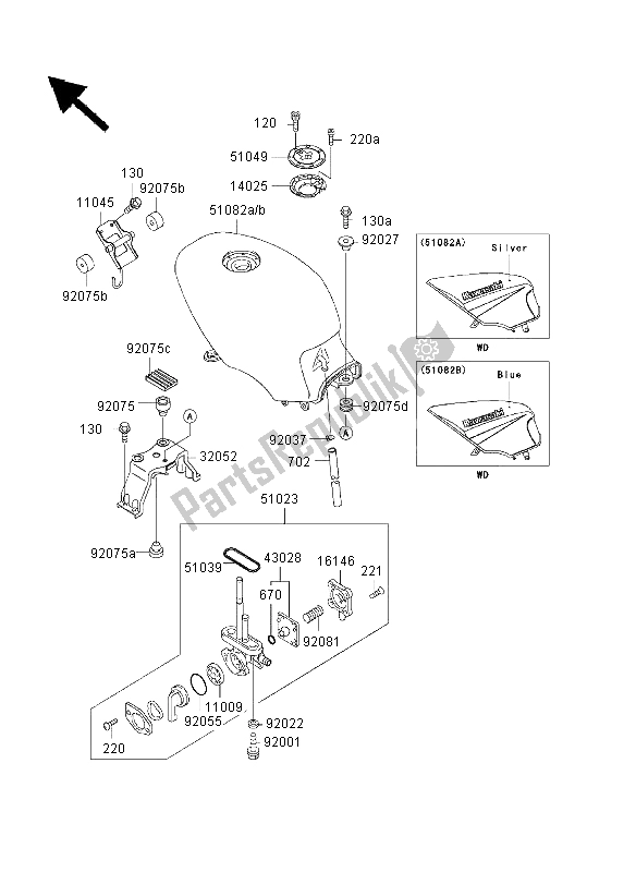 Tutte le parti per il Serbatoio Di Carburante del Kawasaki GPZ 500S 2003