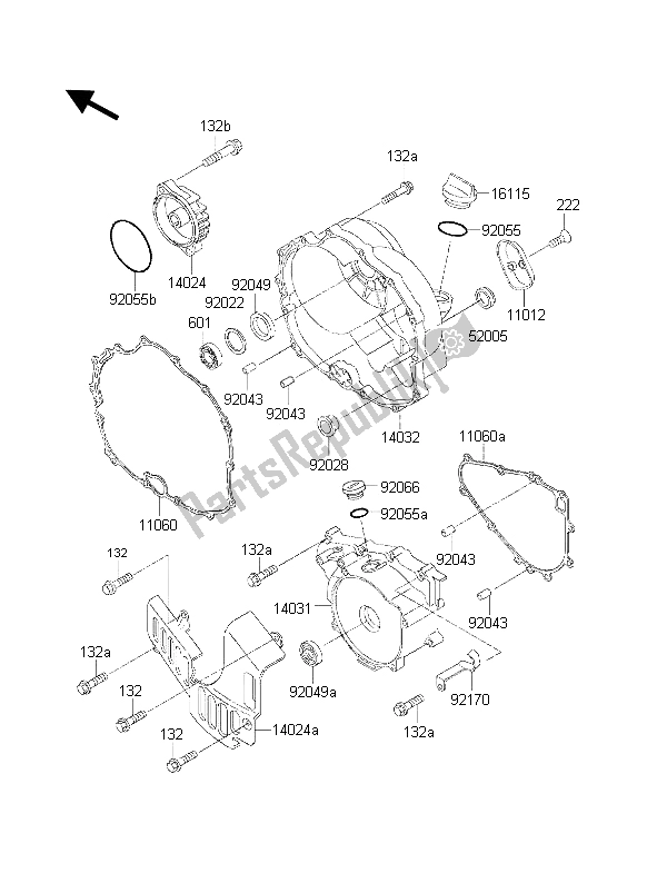 All parts for the Engine Cover of the Kawasaki KLF 300 4X4 2001