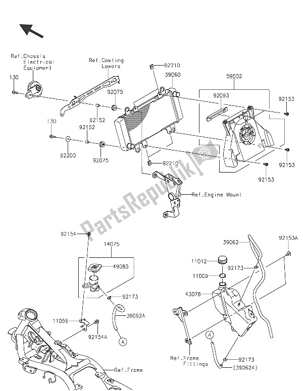 All parts for the Radiator of the Kawasaki Z 300 ABS 2016