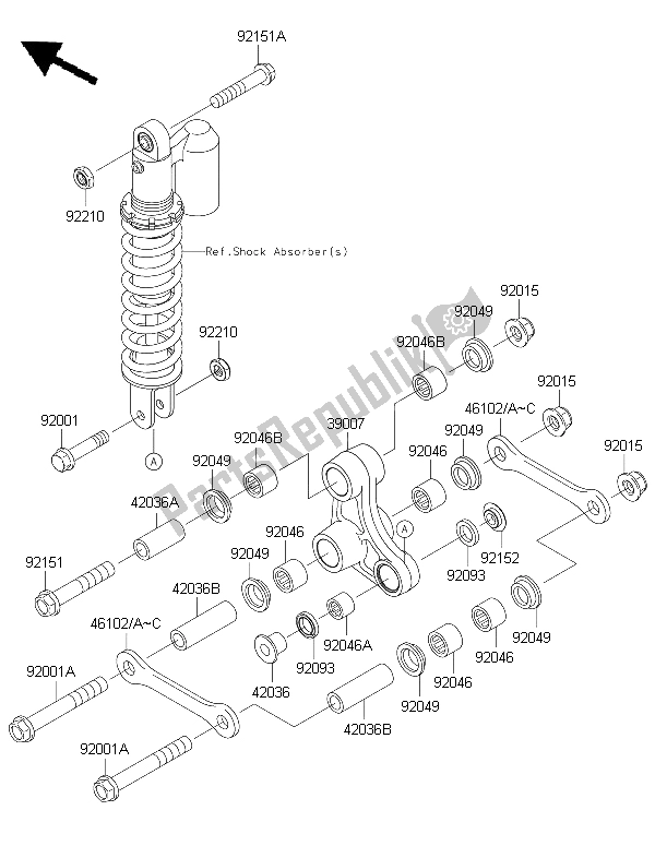 All parts for the Suspension of the Kawasaki KX 65 2015
