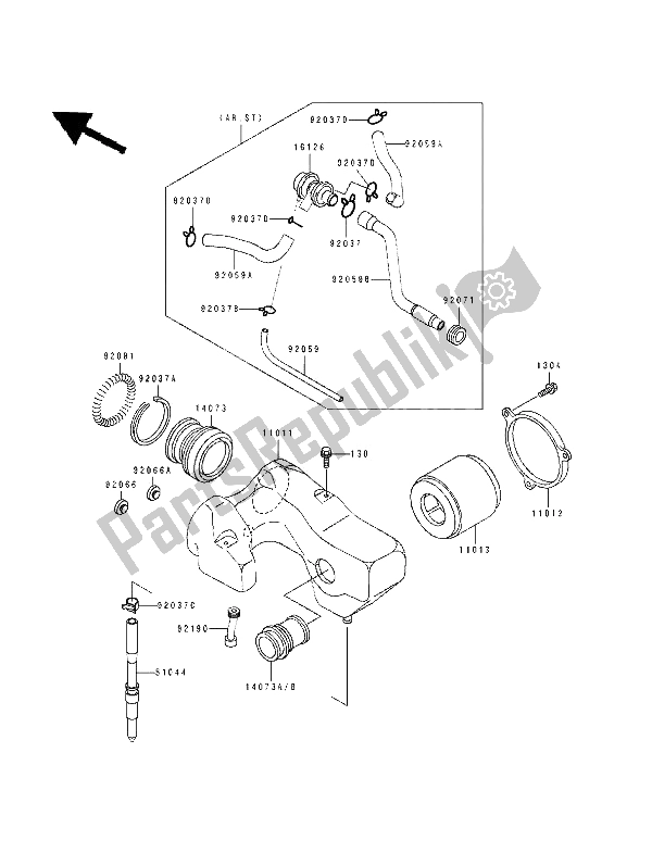 All parts for the Air Cleaner of the Kawasaki EN 500 1994