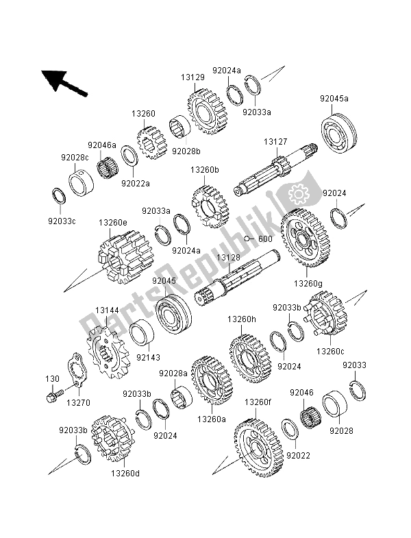 All parts for the Transmission of the Kawasaki ZXR 400 1997