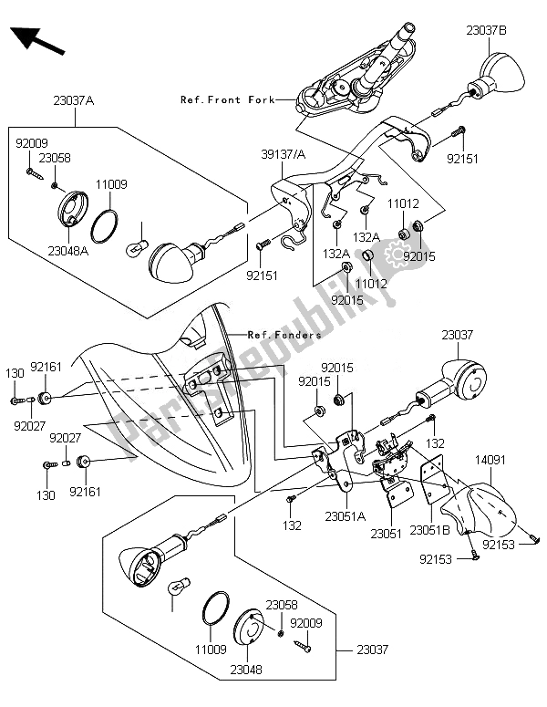 All parts for the Turn Signals of the Kawasaki VN 900 Classic 2014