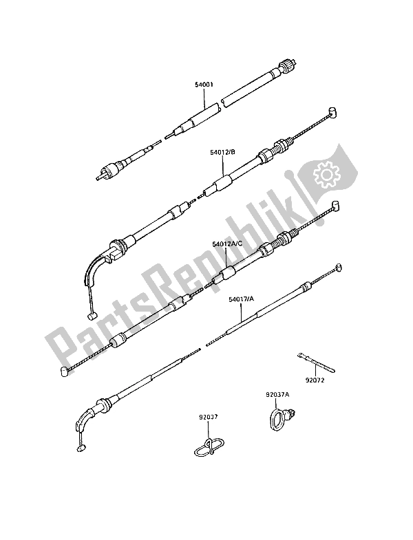 All parts for the Cables of the Kawasaki GPZ 900R 1988