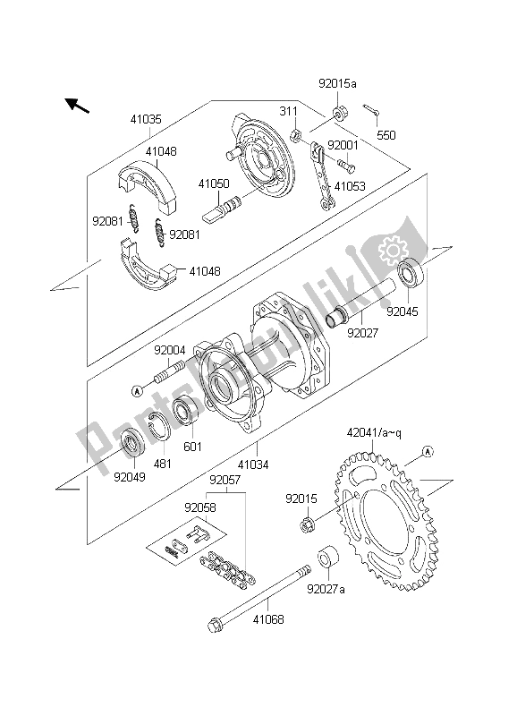 All parts for the Rear Hub of the Kawasaki KX 60 2002
