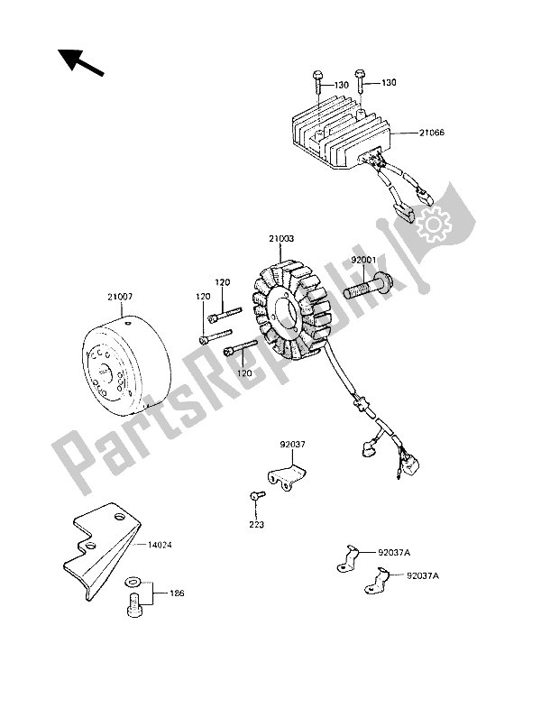 Tutte le parti per il Generatore del Kawasaki Z 1300 1987