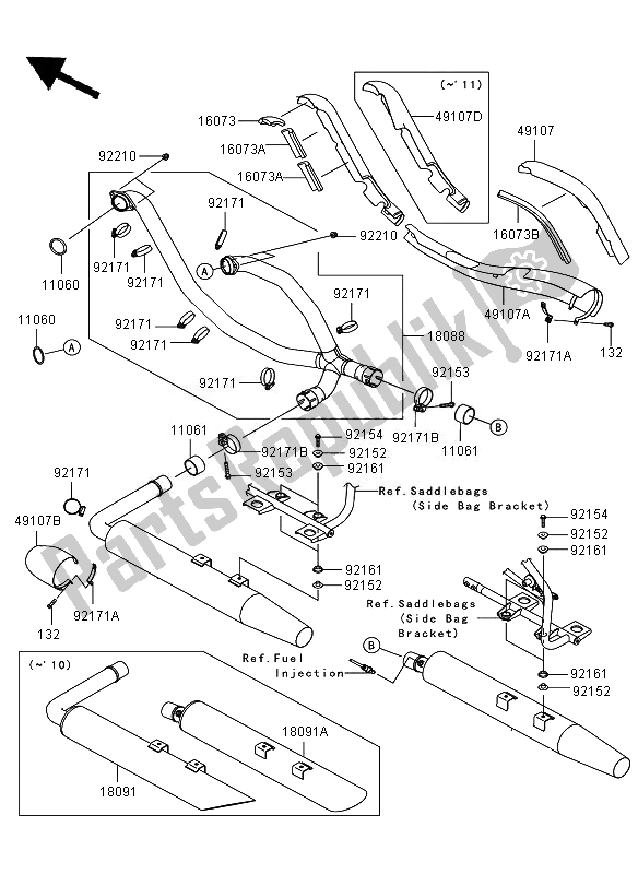 Tutte le parti per il Silenziatore del Kawasaki VN 1700 Voyager ABS 2010