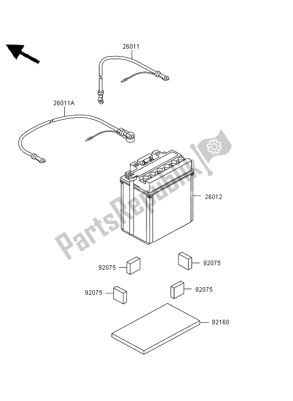 All parts for the Optional Parts (battery) of the Kawasaki KVF 360 2009