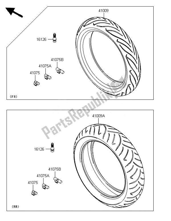 Tutte le parti per il Pneumatici del Kawasaki ER 6N 650 2014