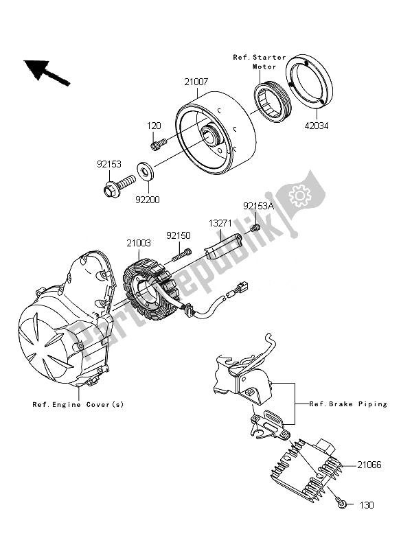 Alle onderdelen voor de Generator van de Kawasaki ER 6F ABS 650 2011