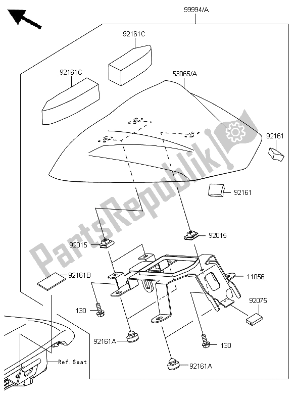 All parts for the Accessory (single Seat Cover) of the Kawasaki ER 6F 650 2012