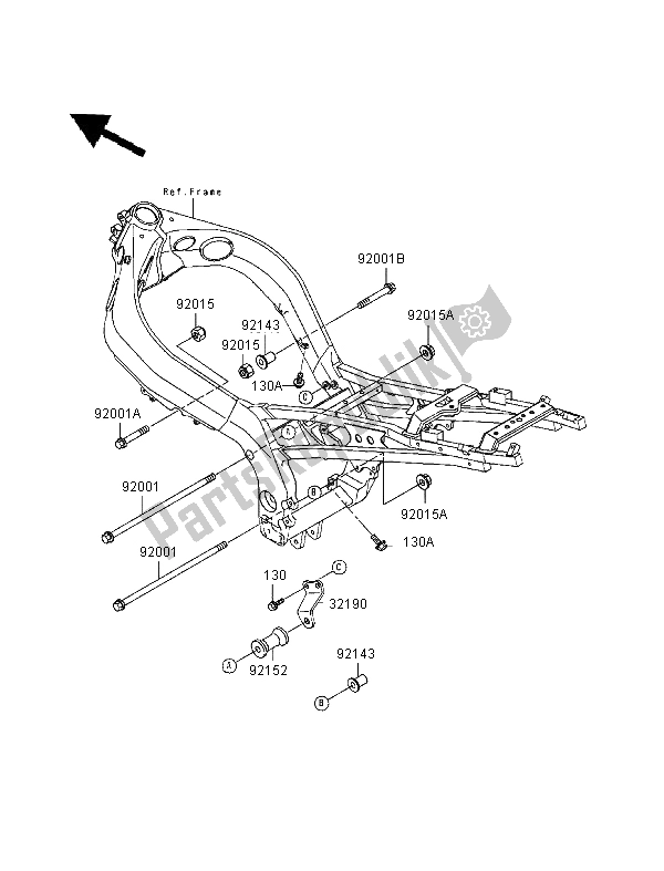 All parts for the Frame Fittings of the Kawasaki Ninja ZX 9R 900 1999