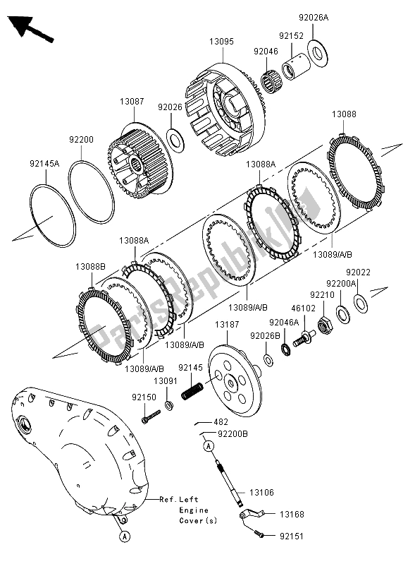 All parts for the Clutch of the Kawasaki VN 2000 2006