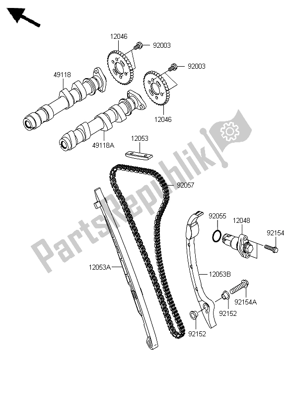 All parts for the Camshaft & Tensioner of the Kawasaki ER 6F ABS 650 2012