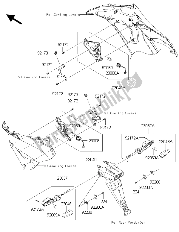 Wszystkie części do Kierunkowskazy Kawasaki Ninja ZX 6R ABS 600 2015