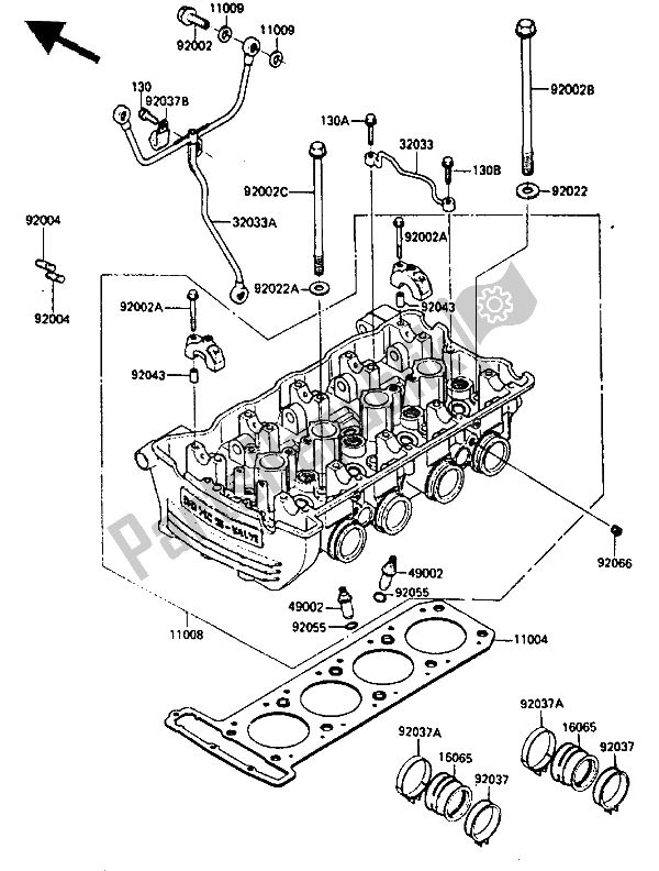 Tutte le parti per il Testata (zx900ae030894) (zx900ag004601) del Kawasaki GPZ 900R 1985