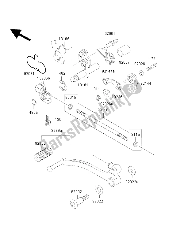 Toutes les pièces pour le Mécanisme De Changement De Vitesse du Kawasaki GPZ 500S 2002