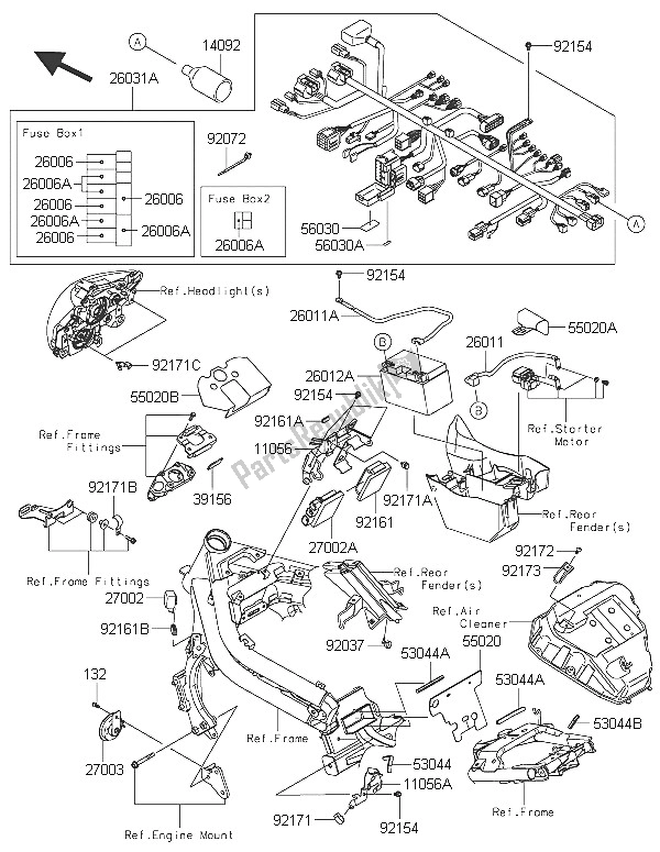 All parts for the Chassis Electrical Equipment of the Kawasaki ER 6N 650 2016