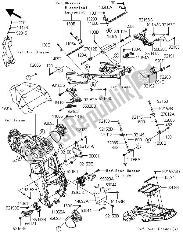 Toutes les pièces pour le Ferrures De Cadre du Kawasaki ZZR 1400 ABS 2014