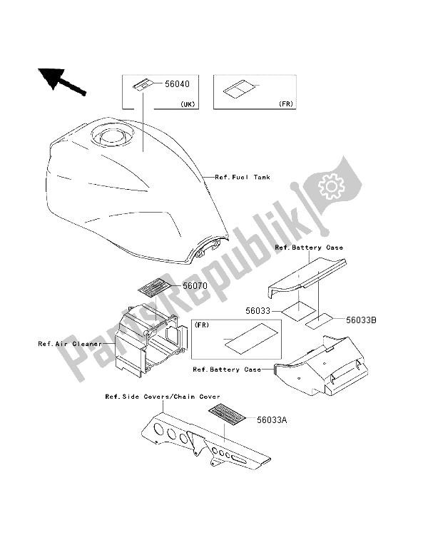 All parts for the Labels of the Kawasaki ZRX 1100 1997