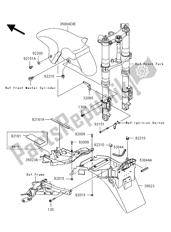 Todas as partes de Pára-lamas do Kawasaki Ninja ZX 12R 1200 2004