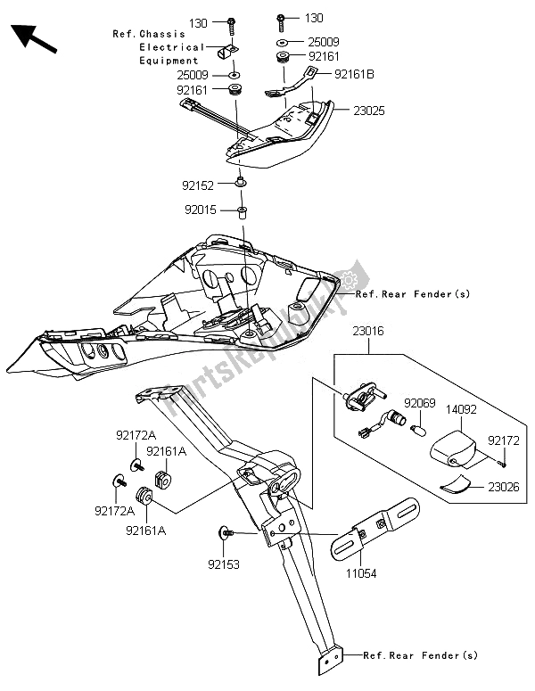 All parts for the Taillight(s) of the Kawasaki ZX 1000 SX 2014