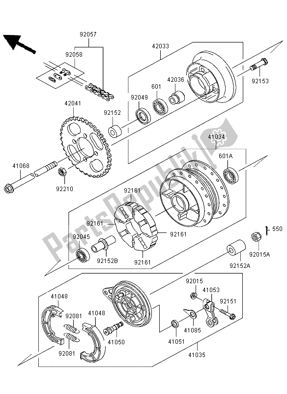 Tutte le parti per il Mozzo Posteriore del Kawasaki KLX 110 2003