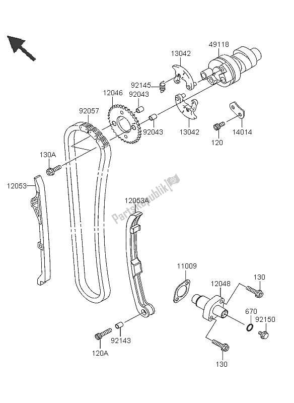 Todas las partes para árbol De Levas Y Tensor de Kawasaki KVF 360 2005