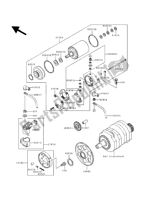 Todas as partes de Motor De Arranque do Kawasaki GPX 250R 1992