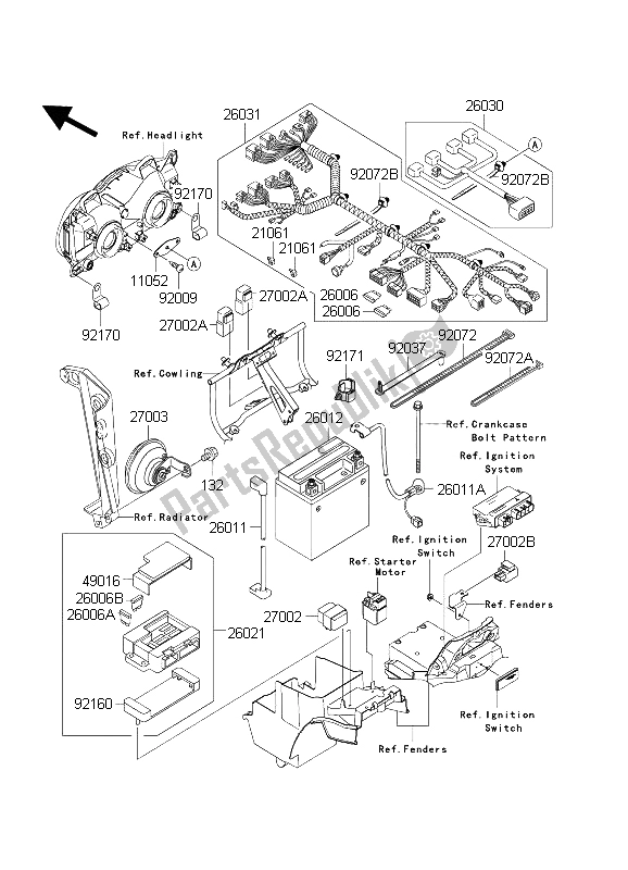 All parts for the Chassis Electrical Equipment of the Kawasaki ZXR 1200S 2004