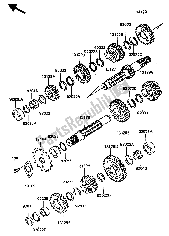 All parts for the Transmission of the Kawasaki KLR 600 1986