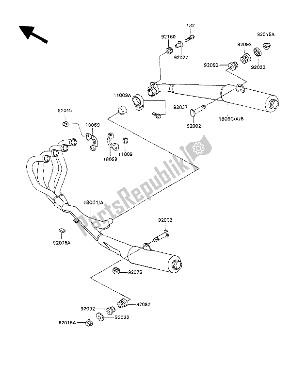 Toutes les pièces pour le Silencieux du Kawasaki ZZ R 1100 1990