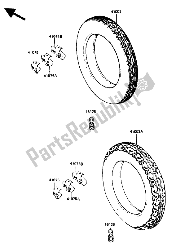 All parts for the Tire of the Kawasaki GPZ 750 1985