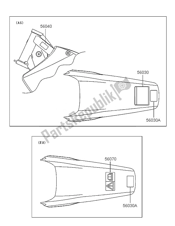 All parts for the Labels of the Kawasaki KX 125 2005