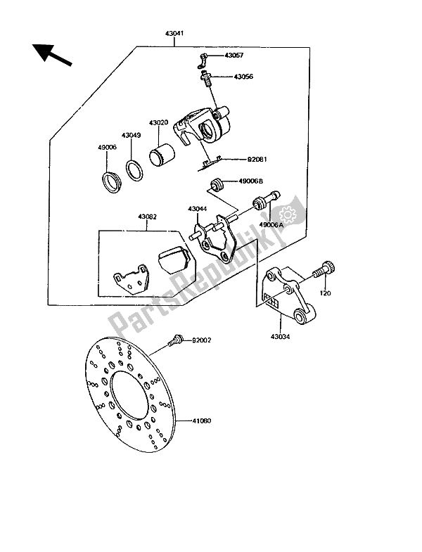 All parts for the Rear Brake of the Kawasaki KMX 125 1991