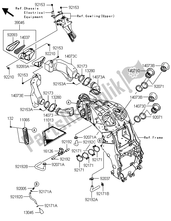 All parts for the Air Cleaner of the Kawasaki ZZR 1400 ABS 2014