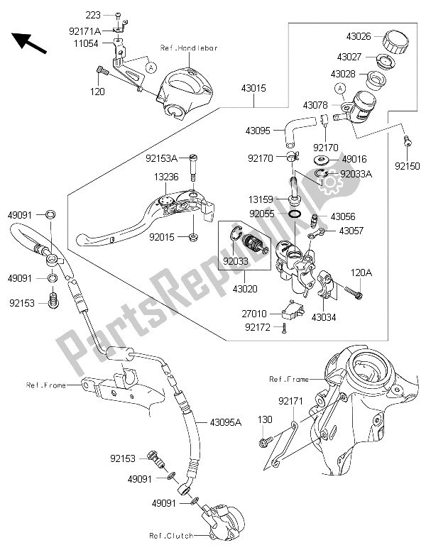 Tutte le parti per il Pompa Frizione del Kawasaki ZZR 1400 ABS 2015