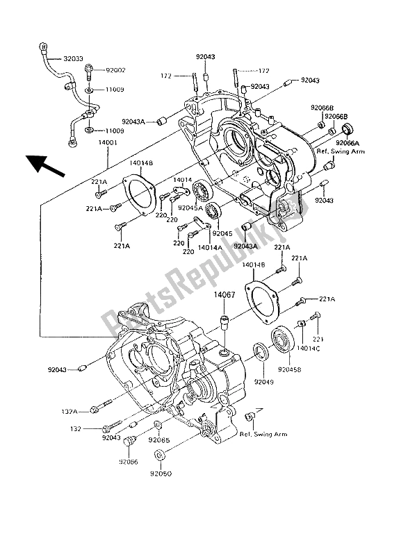 All parts for the Crankcase of the Kawasaki KLR 600 1992