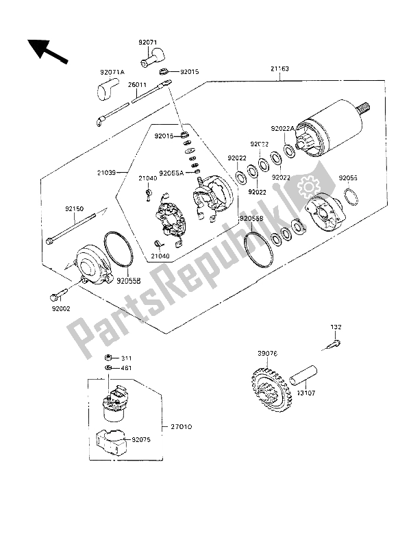 Todas as partes de Motor De Arranque do Kawasaki ZZ R 1100 1991